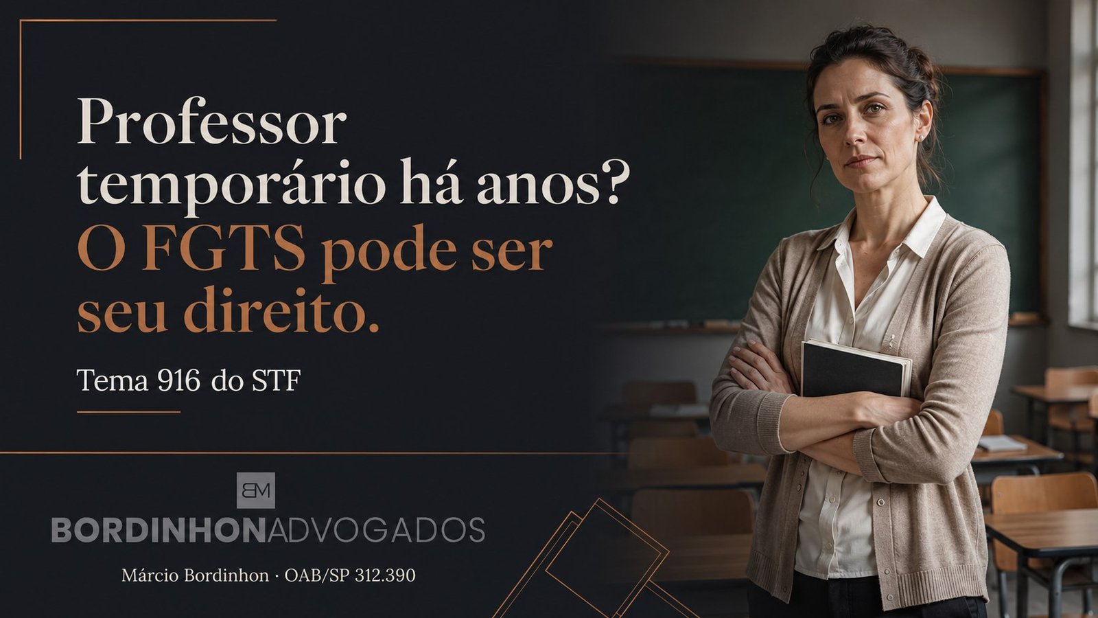Professora em sala de aula da rede estadual, FGTS do professor temporário - Bordinhon Advogados